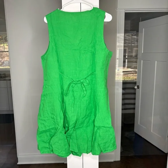 NWT J. Crew Mini Dress Linen Bright Gem Green - Picture 3 of 6